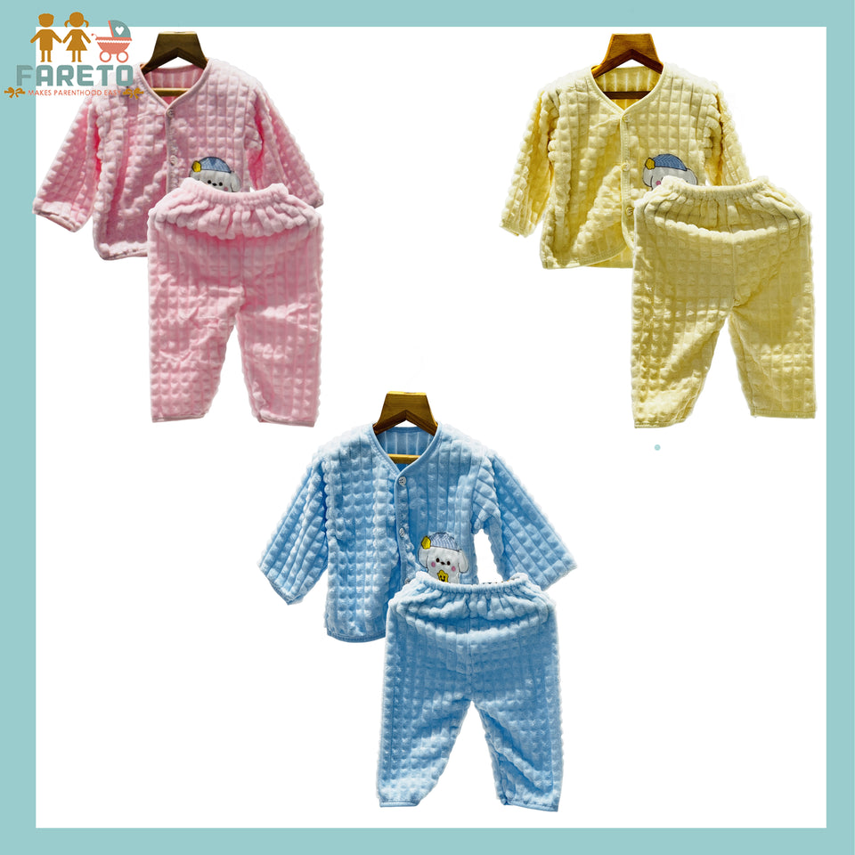 Fareto New Born Baby Winter Wear Clothing Set Pack Of 3 (0-3 Months)(Colors May Vary)