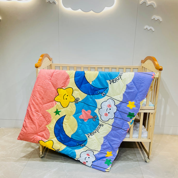 FARETO BABY & KIDS REVERSIBLE SUPER SOFT BLANKET COMFORTER (SIZE:136CM*118CM)(0-8 YEARS)(GOOD NIGHT COMFORTER )