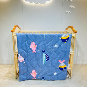 FARETO BABY & KIDS REVERSIBLE SUPER SOFT BLANKET COMFORTER (SIZE:136CM*118CM)(0-8 YEARS)(FISH COMFORTER)