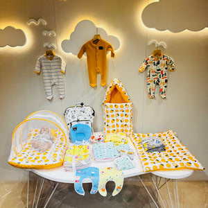 FARETO NEW BORN BABY WINTER ESSENTIALS 64 IN 1 NEW COMBO (0-6 MONTHS)(LEMON YELLOW)