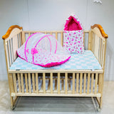 Fareto Combo of Baby Nest | Net with Bed | Carry Bag | 4 Pcs Bedding Set(0-6 Months )