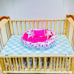 Fareto Combo of Baby Nest | Net with Bed | Carry Bag | 4 Pcs Bedding Set(0-6 Months )