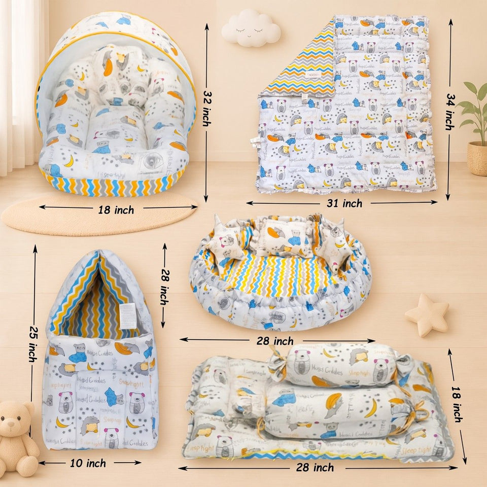 Fareto Complete Bedding Set essentials Combo For Baby (0-6 Months)(Good Night Blue)(F494)