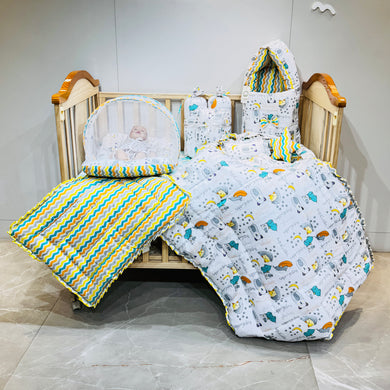 Fareto Complete Bedding Set essentials Combo For Baby (0-6 Months)(Good Night Blue)