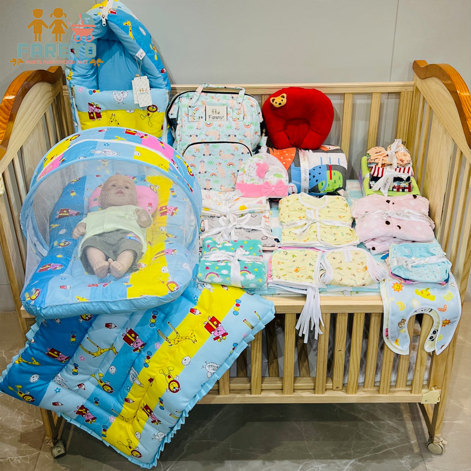 FARETO NEW BORN BABY PREMIUM QUALITY  WINTER  SEASON HOSPITAL ESSENTIALS 73 IN 1 (0-6 MONTHS) _ NURSERY BAG