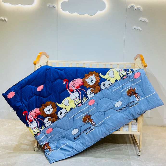 Fareto Baby & Kids Reversible Super Soft Blanket Comforter  (Size:136CM*118CM)(0-8 Years)(Lion&elephant_Comforter )