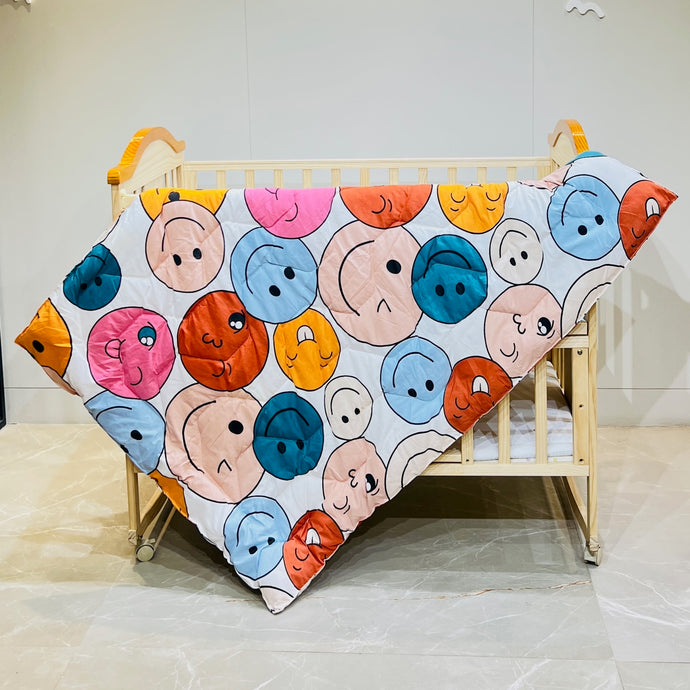Fareto Baby & Kids Reversible Super Soft Blanket Comforter  (Size:136CM*118CM)(0-8 Years)(Smiley Comforter )
