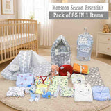 Fareto New Born 85 in 1 High Quality Premium Baby Monsoon Season Hospital Essentials Set | Soft, Warm & Comfortable Gift Kit for Newborn Babies (0-6 Months)(F769)