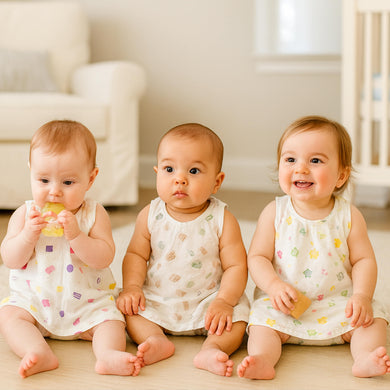 FARETO NEW BORN BABY PURELY MUSLINE CHAIN JHABLA  FROCK (PACK OF 3)(F329)