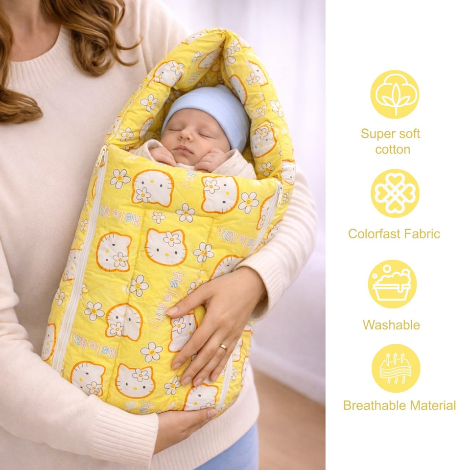 Fareto New Born Baby Combo of Mattress with Net | Sleeping Bag | 4 Pcs Bedding Set | 4 Sheets(0-6 Months)(F44)