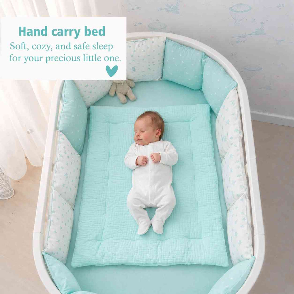 Fareto Newborn Baby 100% Muslin Cotton Sleeping Bag & Mosquito Net & Hand Carry Bed  | Safe, Soft & Portable Baby Bed | Baby Bedding Set(0-1 Year)(F768)