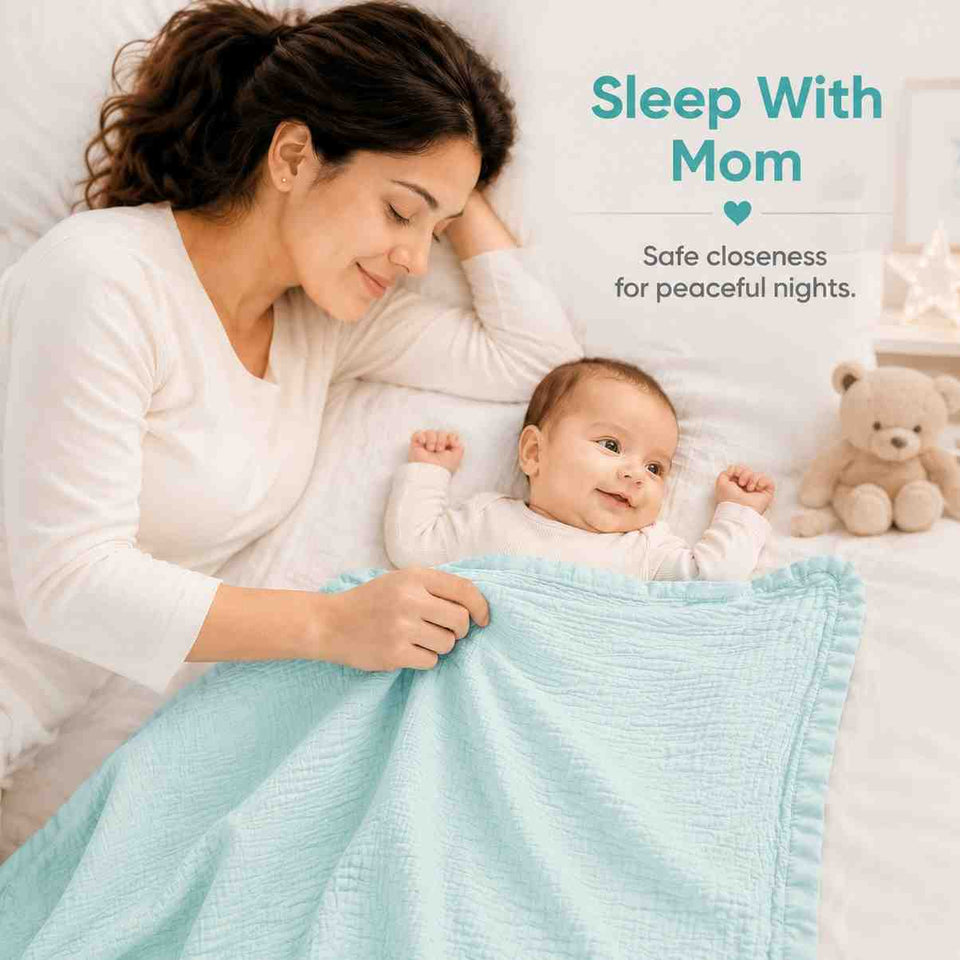Fareto Newborn Baby 100% Muslin Cotton Bedding Set Combo | Sleeping Bag | Mattress with Net | Nest  | Blanket | Hand Carry Bed & Bolster Set |  (0-6 Months)(F767)