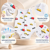 Fareto Newborn Baby Romper | 100% Muslin Cotton | Sleeveless Front Snap Button Bodysuit | Pack Of 1 | 0–3 Months(F827)