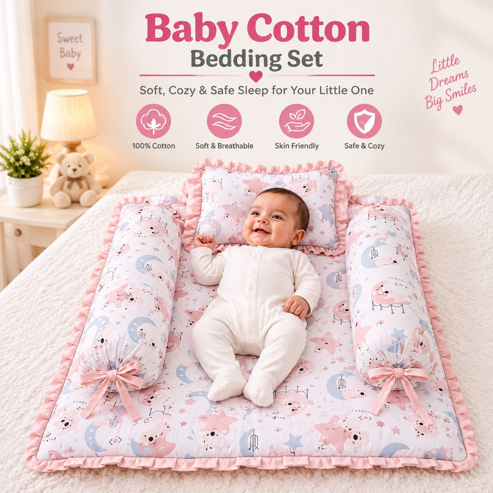 Fareto Premium Complete Baby Bedding Set Essentials Combo – Soft & Comfortable Bedding Kit For Newborns (0–6 Months)(F804)