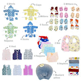 FARETO NEW BORN BABY MONSOON SEASON ESSENTIALS PACK OF 68 ITEMS (0-6 MONTHS)(F621)