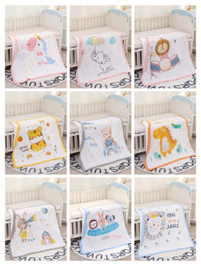 FARETO BABY SUPER SOFT 100% COTTON MUSLIN 6 LAYER BLANKET FOR (0-3 YEAR)(PACK OF 1)(SIZE.110* 104CM)