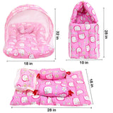 Fareto Combo of Baby Mattress with Net | Sleeping Bag | 4 Pcs Bedding Set(0-6 Months)(F159)