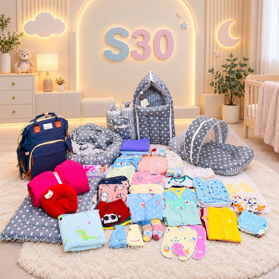 Fareto Premium Newborn Baby Winter Essentials Combo | 122-in-1 Gift Pack | Baby Products, Maternity Essentials & Bedding Set(0-6 Months)(F602)