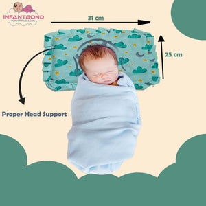 Fareto new born baby super soft cover mustard filling pillow for round head(0-1 YEAR)