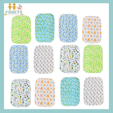 Fareto new born baby waterproof sheets with one side cloth(0-3Months)(Pack of 12)(Size: L-22Inchs, B-17Inchs)(Multicolored)
