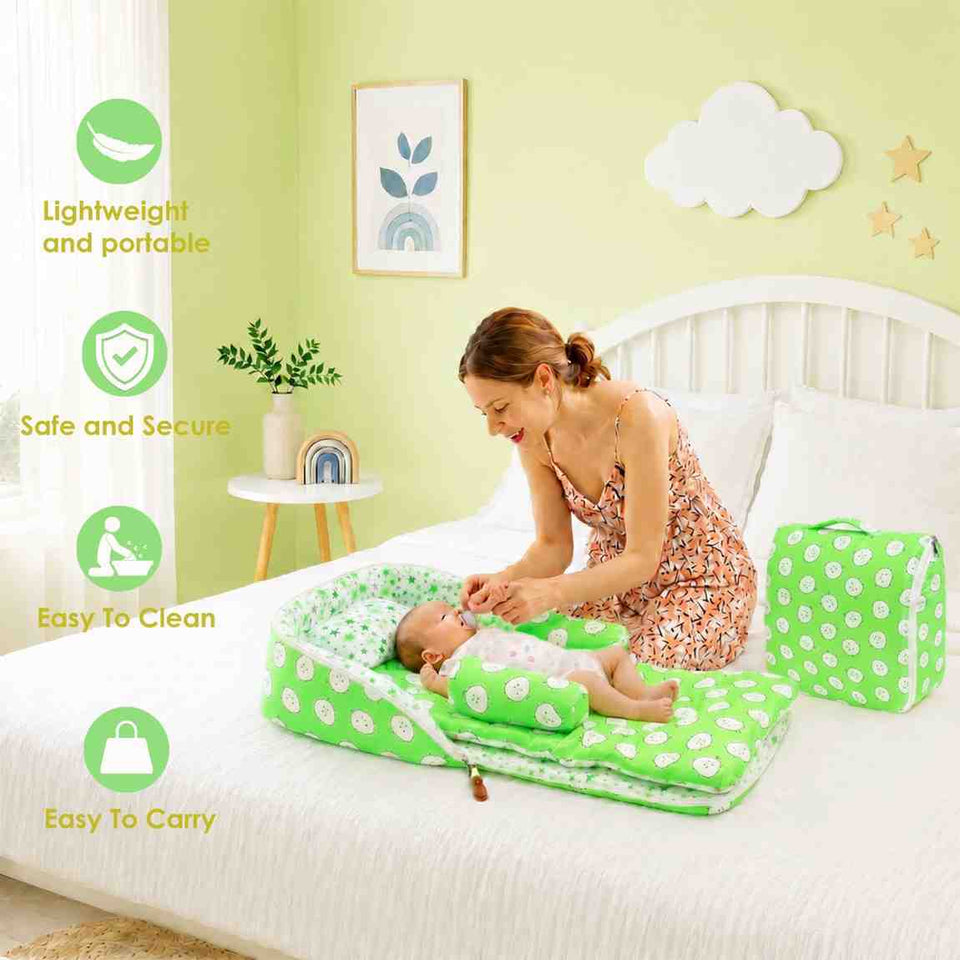 Fareto Baby Travel Friendly for Kids Portable Baby Comfortable Cushioning(0+6 Months)(Grass Green Ship)(F267)