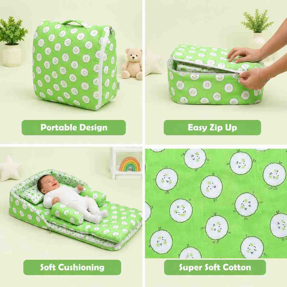 Fareto Baby Travel Friendly for Kids Portable Baby Comfortable Cushioning(0+6 Months)(Grass Green Ship)(F267)