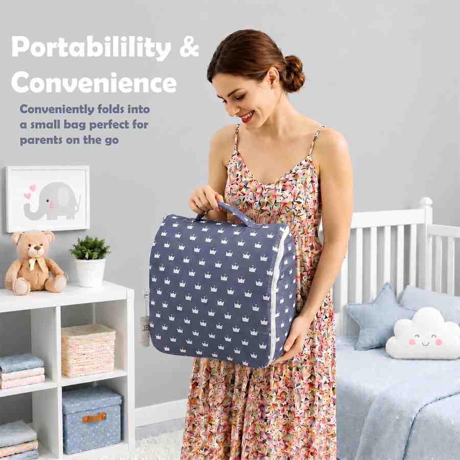 Fareto Baby Travel Friendly for Kids Portable Baby Comfortable Cushioning(0+6 Months)(Grey Crown)(F256)