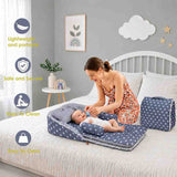 Fareto Baby Travel Friendly for Kids Portable Baby Comfortable Cushioning(0+6 Months)(Grey Crown)(F256)