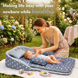 Fareto Baby Travel Friendly for Kids Portable Baby Comfortable Cushioning(0+6 Months)(Grey Crown)(F256)