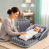 Fareto Baby Travel Friendly for Kids Portable Baby Comfortable Cushioning(0+6 Months)(Grey Crown)(F256)