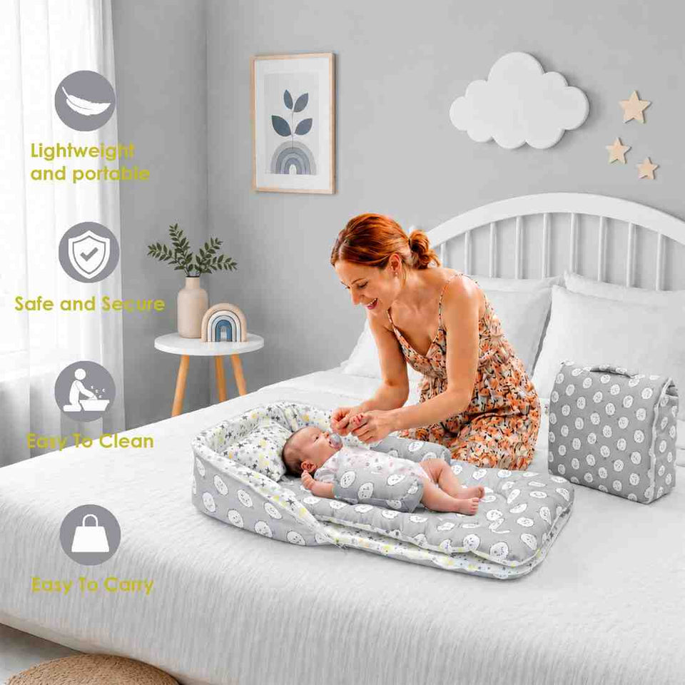 Fareto Baby Travel Friendly for Kids Portable Baby Comfortable Cushioning(0+6 Months)( Grey Ship)(F248)
