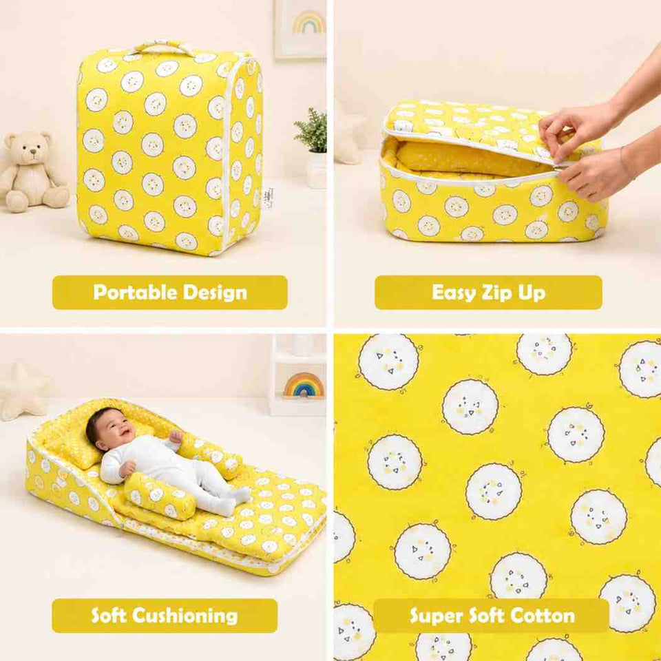 Fareto Baby Travel Friendly for Kids Portable Baby Comfortable Cushioning(0+6 Months)( Yellow Ship)(F266)