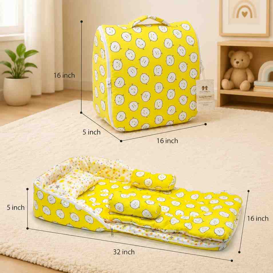 Fareto Baby Travel Friendly for Kids Portable Baby Comfortable Cushioning(0+6 Months)( Yellow Ship)(F266)