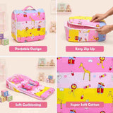 FARETO BABY BEDDING ESSENTIALS 1 NEST | 1 MATTRESS WITH NET | 1 CARRY BED | 1 BOLSTER SET | 1 CARRY BAG | 1 PORTABLE BED | 1 FEEDING PILLOW | 1 BLANKET (0-6M)(Pink Giraffe)(F628)