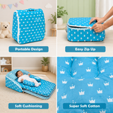 Fareto Baby Travel Friendly for Kids Portable Baby Comfortable Cushioning(0+6 Months)(Crown blue)(F255)