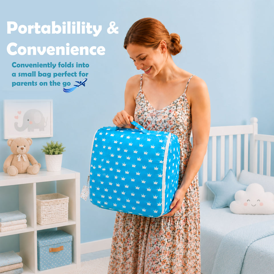 Fareto Baby Travel Friendly for Kids Portable Baby Comfortable Cushioning(0+6 Months)(Crown blue)(F255)