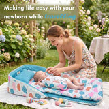 Fareto Baby Travel Friendly for Kids Portable Baby Comfortable Cushioning(0+6 Months)(Sprial cloud Pista green)(F303)