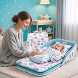 Fareto Baby Travel Friendly for Kids Portable Baby Comfortable Cushioning(0+6 Months)(Sprial cloud Pista green)(F303)
