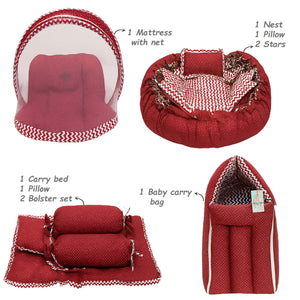 Fareto New Born Baby Hospital Essentials winter pack of 100 (0-6 months)(Red polka)