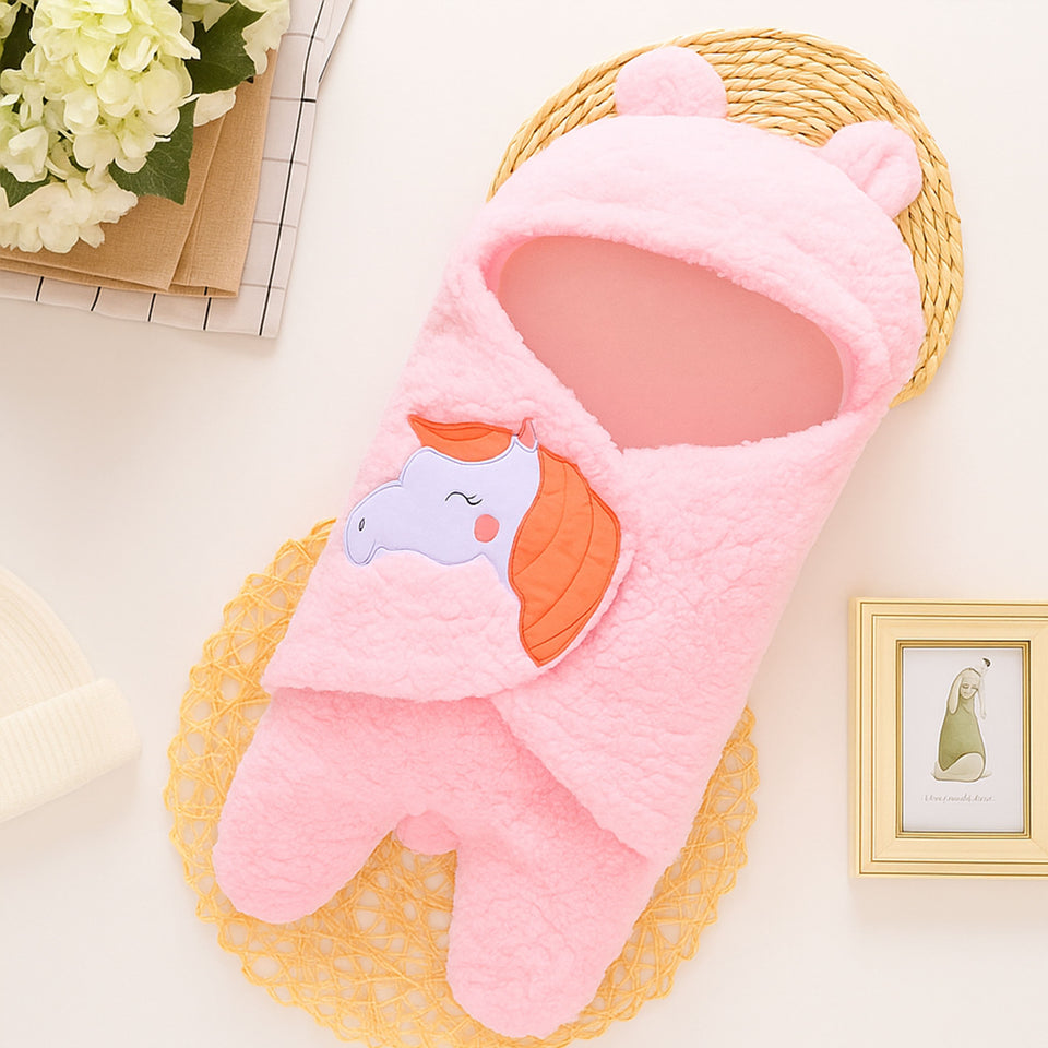 Fareto Hooded Baby sleeping bag | Carry Nest | Bath Robe For Newborns – Super Soft Absorbent Fleece Wrapper ( 0–6 Months)(F643)