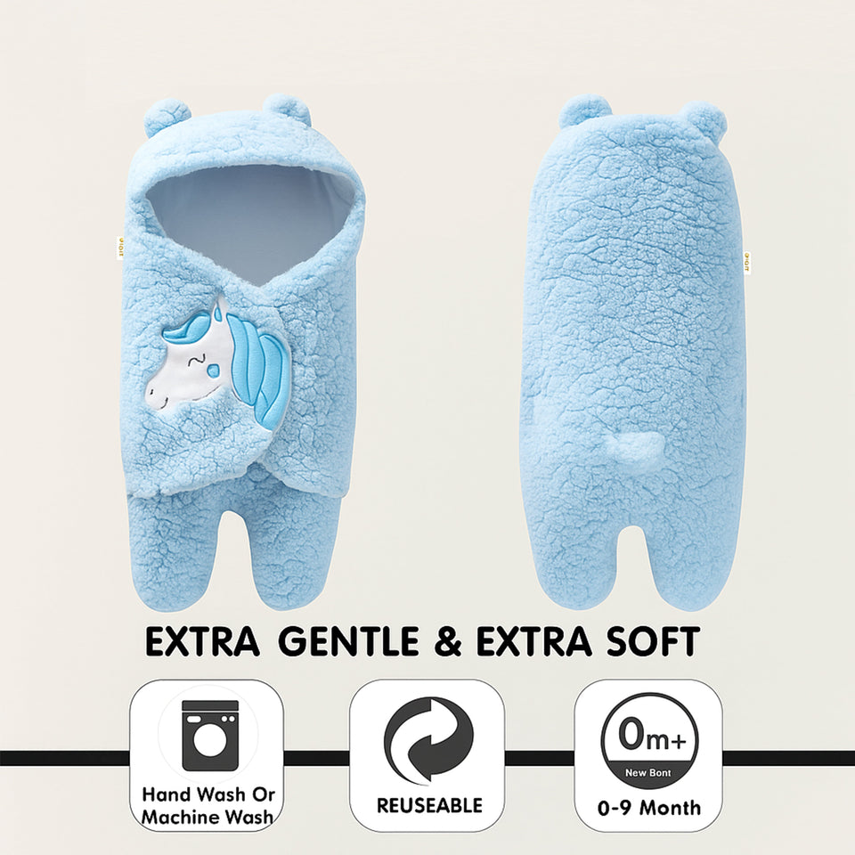 Fareto Hooded Baby sleeping bag | Carry Nest | Bath Robe For Newborns – Super Soft Absorbent Fleece Wrapper ( 0–6 Months)(F643)