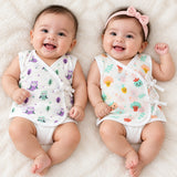 Fareto Newborn Baby Jabla | 100% Muslin Cotton | Sleeveless Front-Open Shirt | Pack of 2 | 0–3 Months(F829)