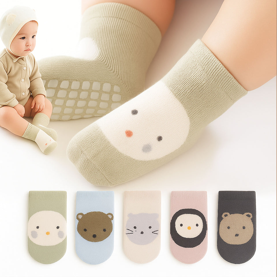 Fareto Baby  Cartoon Socks | Anti-Slip Grip | Soft Cotton | Pack Of 6 Combo | Newborn to 12 Months(F657)