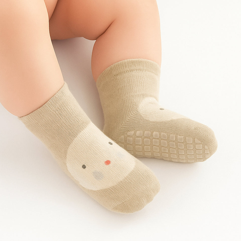 Fareto Baby  Cartoon Socks | Anti-Slip Grip | Soft Cotton | Pack Of 6 Combo | Newborn to 12 Months(F657)