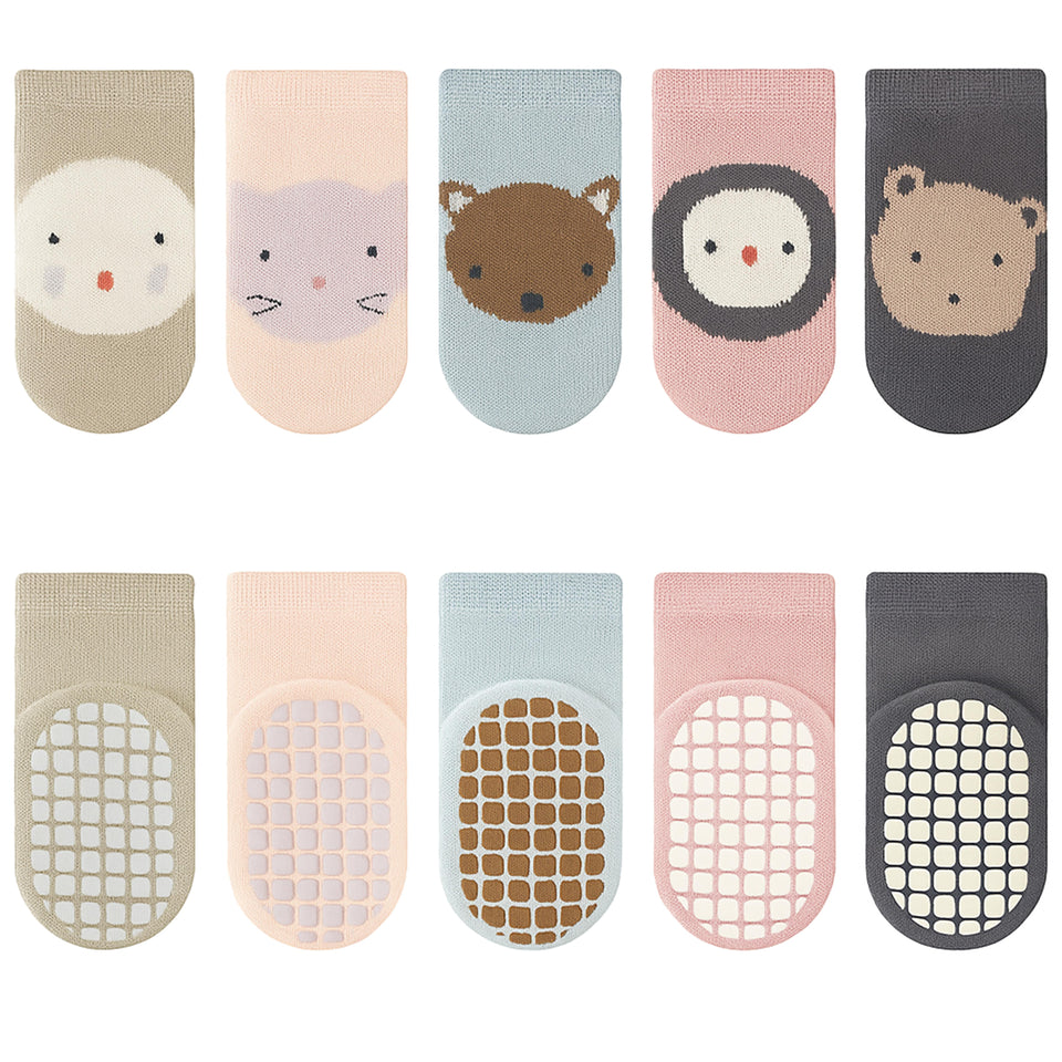 Fareto Baby  Cartoon Socks | Anti-Slip Grip | Soft Cotton | Pack Of 6 Combo | Newborn to 12 Months(F657)