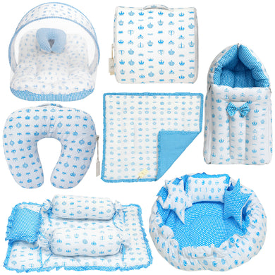 Fareto Baby bedding Essentials 1 Nest | 1 Mattress with net | 1 Carry bed | 1 Bolster set | 1 Carry bag | 1 Portable bed | 1 Feeding pillow | 1 Blanket (0-6M)
