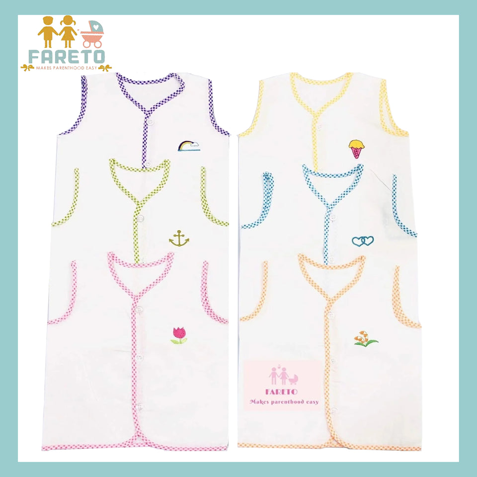 Fareto New Born Baby Super Soft Cotton Embroidery Jhabla Vest