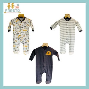 Fareto New Born Baby Full Body Rompers (Pack Of 3)(Color As Per The Availability)