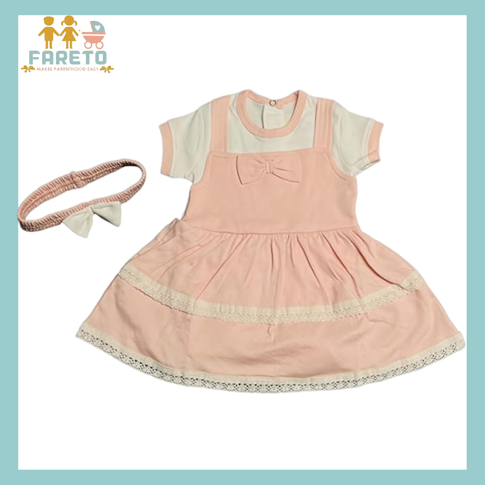 Fareto Cotton Fancy Frock for Baby Casual Half Sleeve Baby Girl Frock