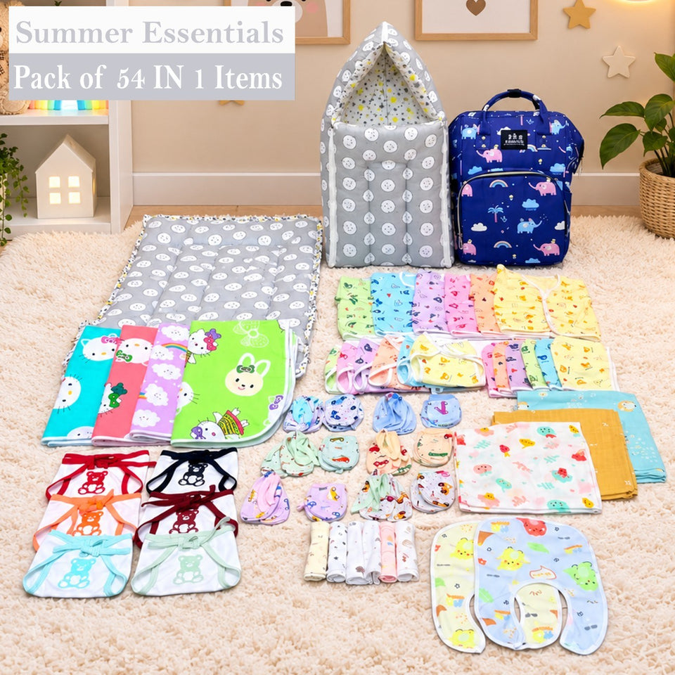 Fareto New Born Baby Premium Quality 54 In 1 Hospital Essentials Combo (0-6 Months)(F59)